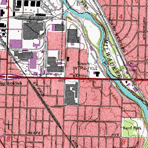 Topographic Map of Capital Centre Shopping Center, WI