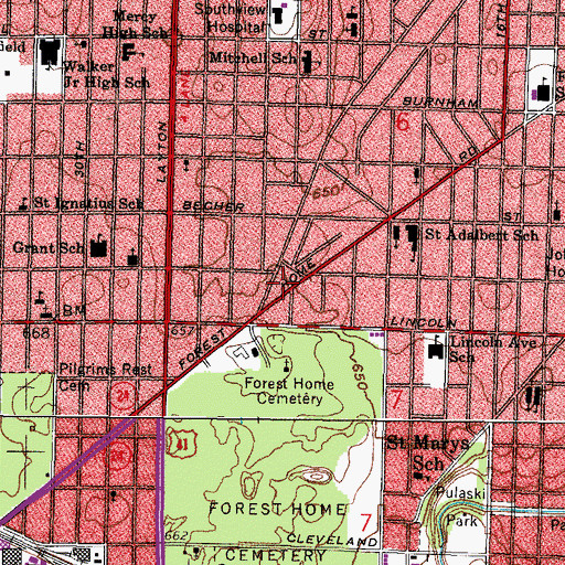 Topographic Map of Forest Home Shopping Center, WI