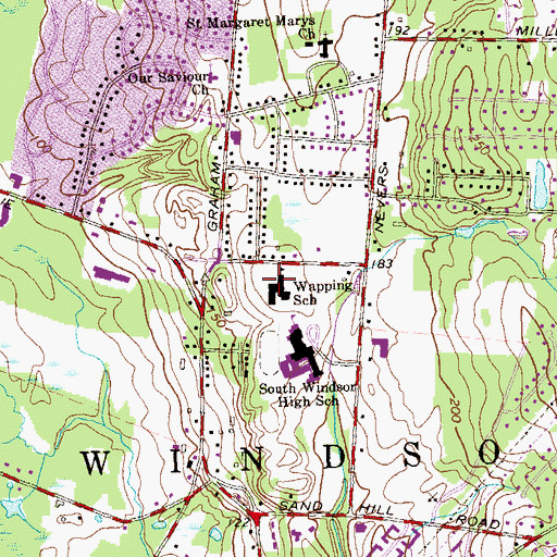 Topographic Map of Wapping Elementary School, CT
