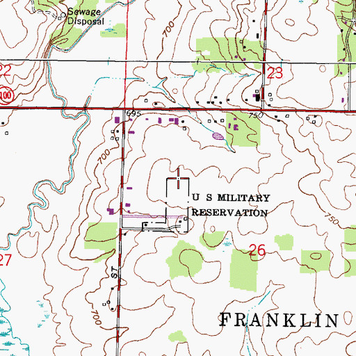 Topographic Map of Franklin Industrial Park, WI