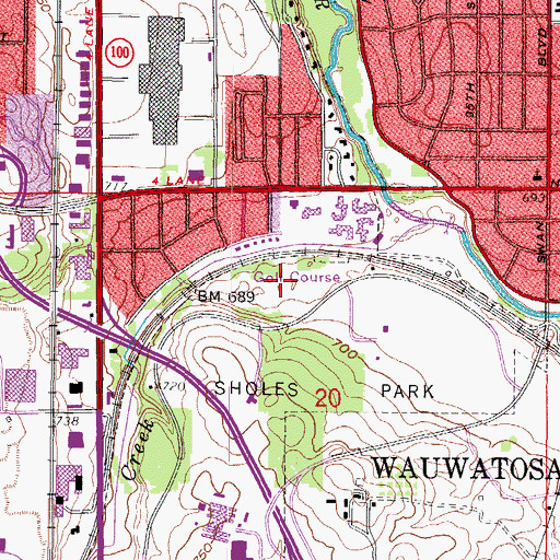Topographic Map of Hanson Golf Course, WI