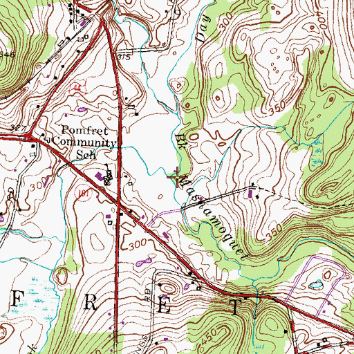 Topographic Map of Wappoquia Brook, CT