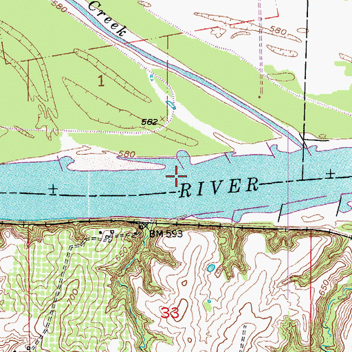 Topographic Map of Franklin Island Reach, MO