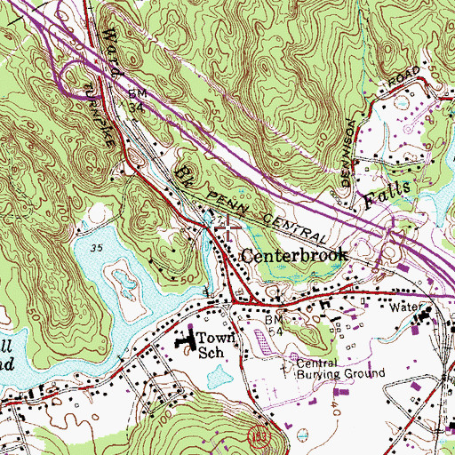Topographic Map of Ward Brook, CT