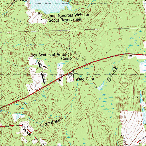 Topographic Map of Ward Cemetery, CT