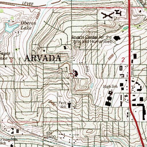 Topographic Map of Arvada United Methodist Church, CO