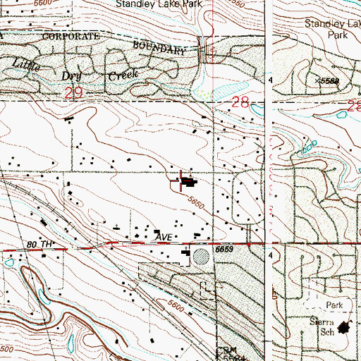 Topographic Map of Christ Community Covenant Church, CO