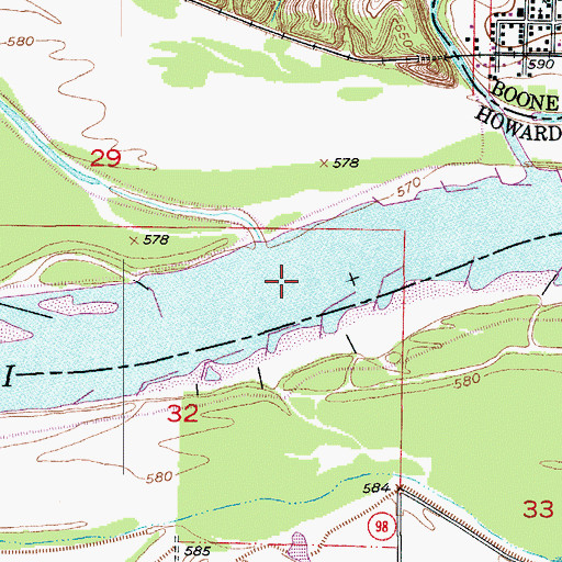 Topographic Map of Rocheport Bends, MO
