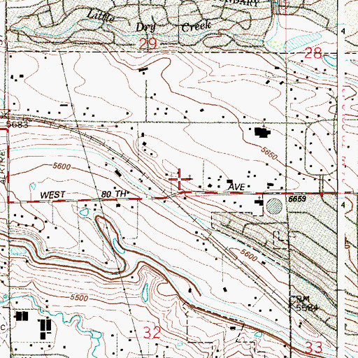 Topographic Map of Community In Christ Lutheran Church, CO