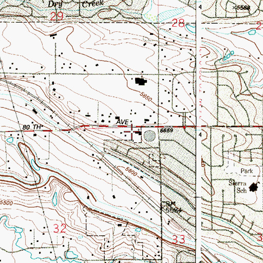 Topographic Map of Northwest Community Church, CO