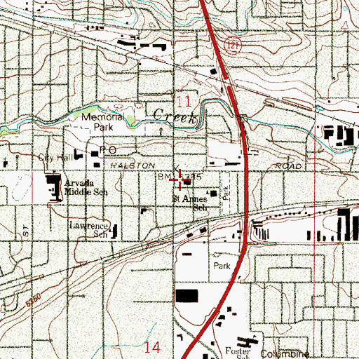 Topographic Map of Shrine of Saint Anne, CO