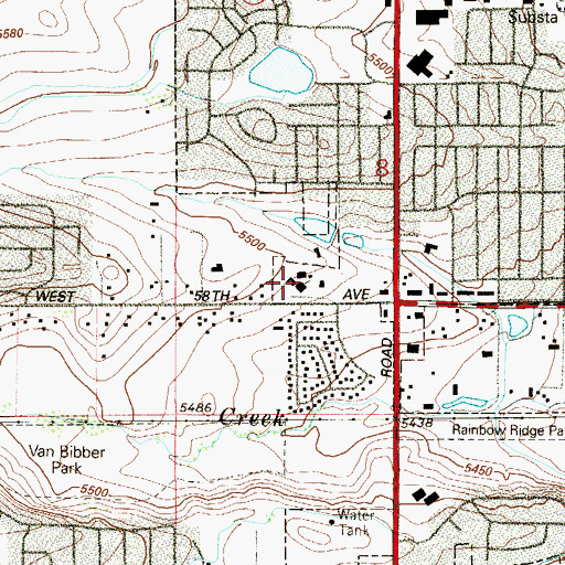 Topographic Map of Saint Joan of Arc Catholic Church, CO