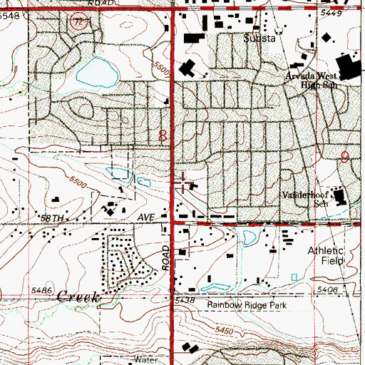 Topographic Map of Ward Road Baptist Church, CO