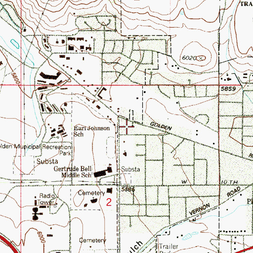 Topographic Map of Calvary Baptist Church, CO