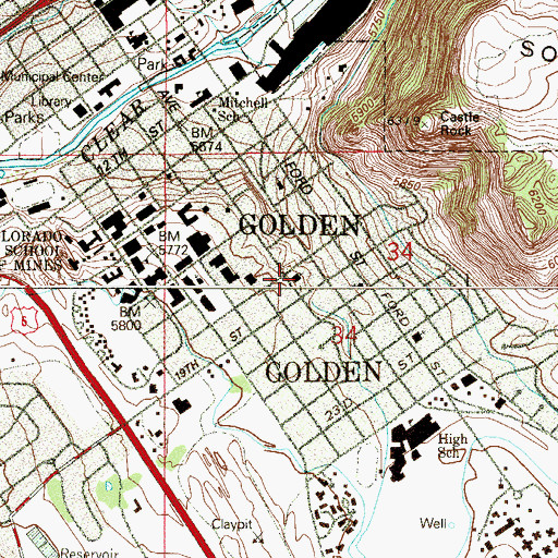 Topographic Map of First Baptist Church of Golden, CO
