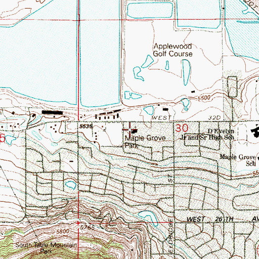 Topographic Map of Jefferson Unitarian Church, CO