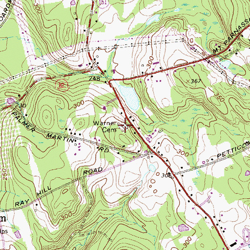 Topographic Map of Warner Cemetery, CT