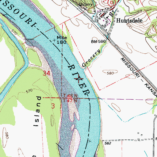 Topographic Map of Searcys Bend, MO