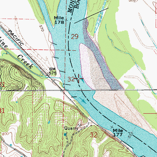 Topographic Map of McBaine Bend, MO