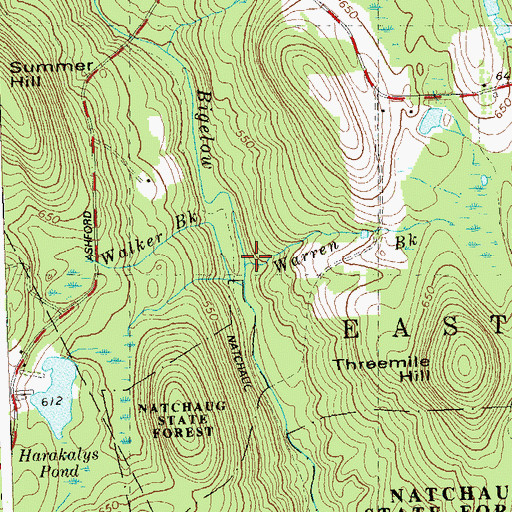 Topographic Map of Warren Brook, CT