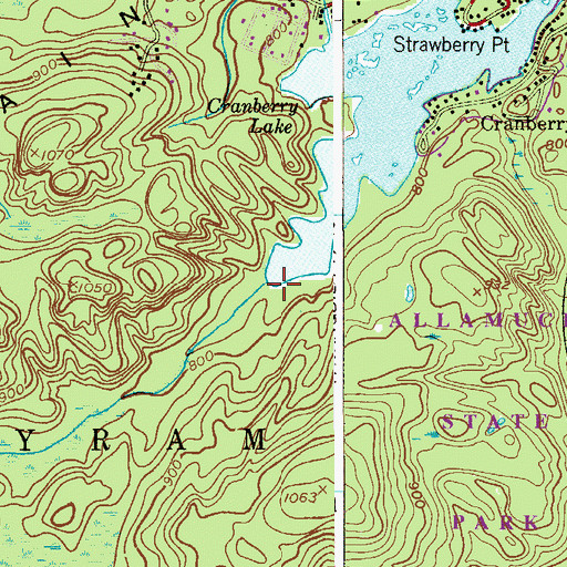 Topographic Map of Cranberry Bog Run, NJ