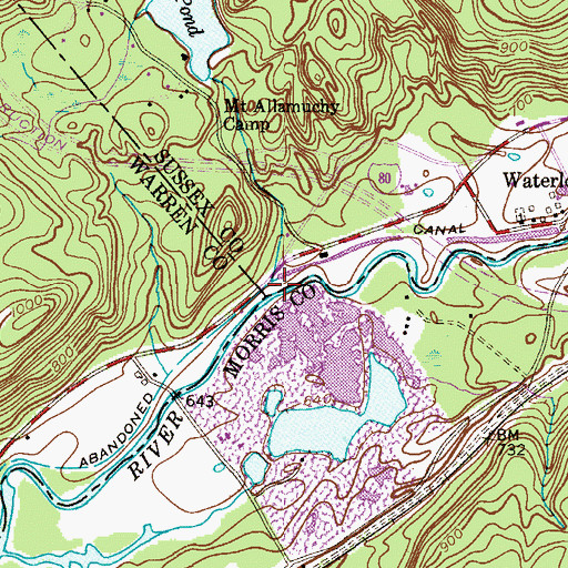 Topographic Map of Tow Path Creek, NJ