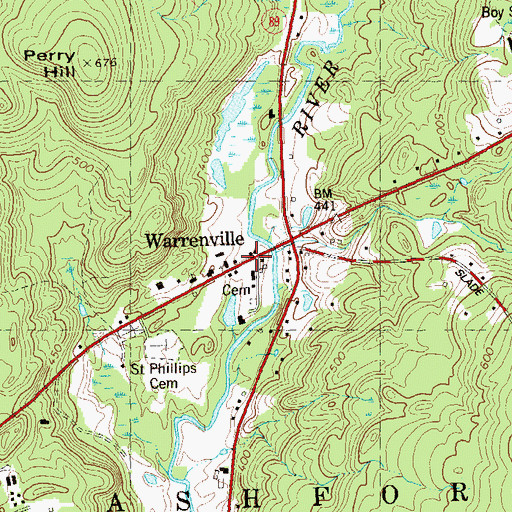 Topographic Map of Warrenville, CT