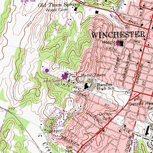 Topographic Map of Bowers Hill, VA