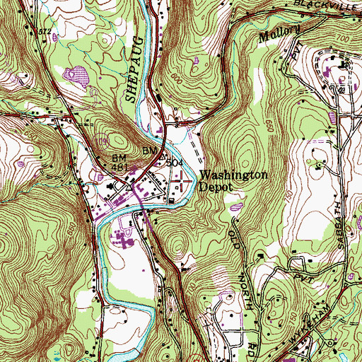 Topographic Map of Washington Depot, CT
