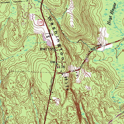 Topographic Map of Washington Hill, CT