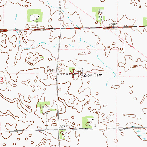 Topographic Map of Zion Church (historical), MN