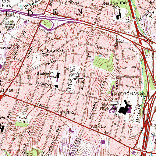 Topographic Map of Washington Park, CT