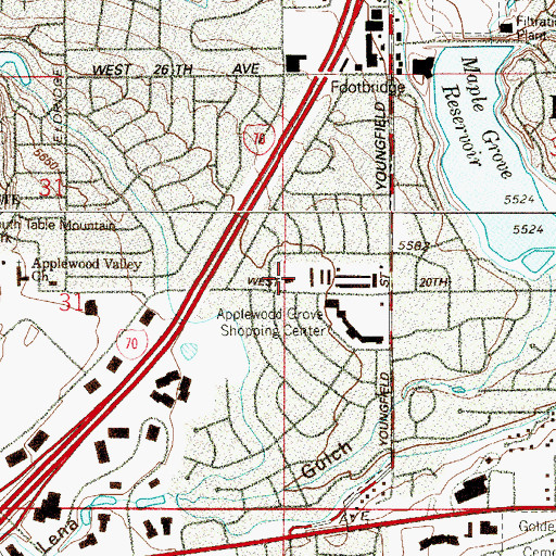 Topographic Map of Saint Luke's Lutheran Church, CO