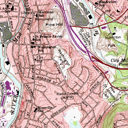 Topographic Map of Washington Park, CT