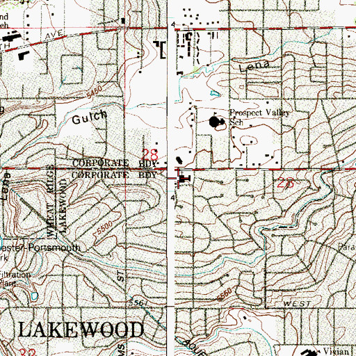 Topographic Map of Applewood Baptist Church, CO