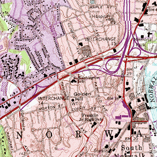 Topographic Map of Washington Elementary School, CT