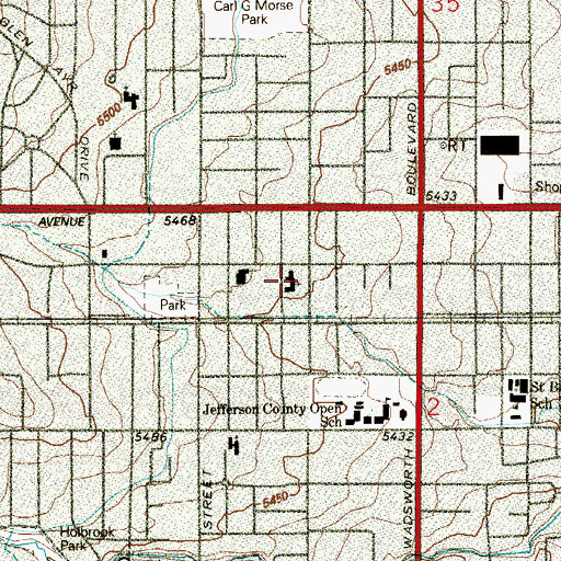Topographic Map of First Baptist Church of Lakewood, CO