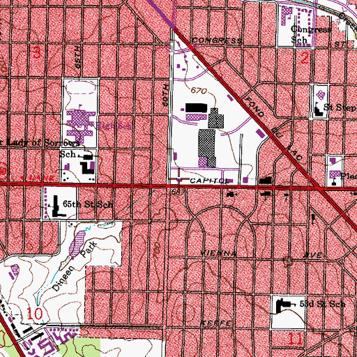 Topographic Map of Midtown Shopping Center, WI