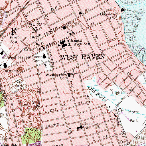 Topographic Map of Washington School, CT