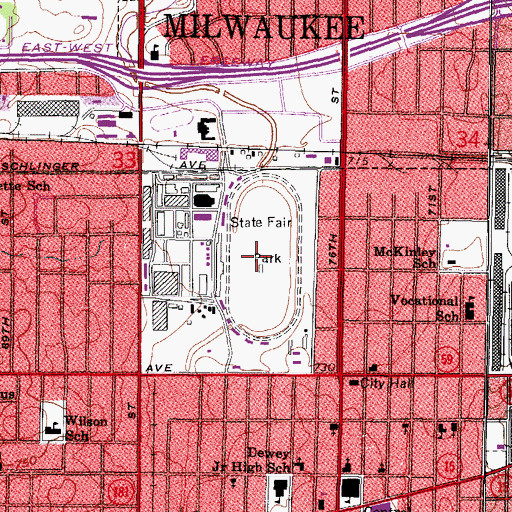 Topographic Map of Milwaukee Mile, WI