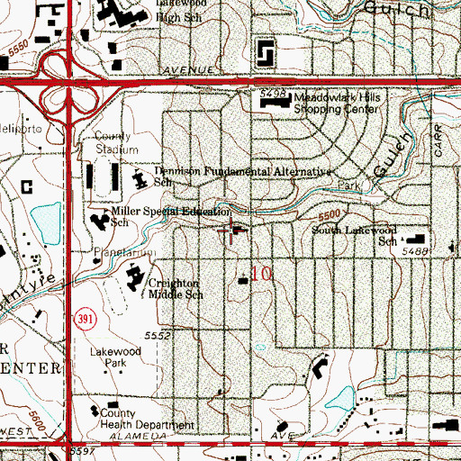 Topographic Map of Grace Fellowship of Lakewood, CO