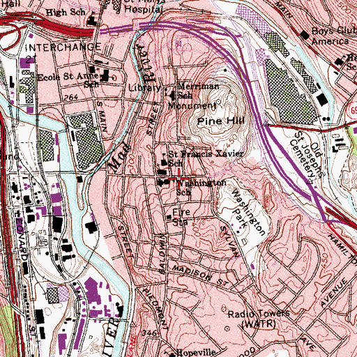 Topographic Map of Washington School, CT
