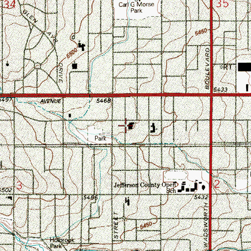 Topographic Map of Lakewood United Methodist Church, CO