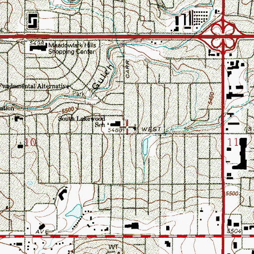 Topographic Map of Lakewood United Church of Christ, CO