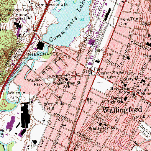 Topographic Map of Washington Street School, CT