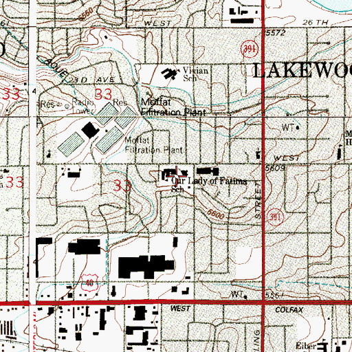 Topographic Map of Our Lady of Fatima Catholic Church, CO