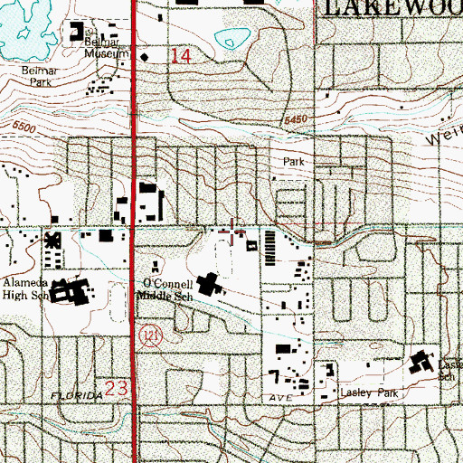 Topographic Map of Resurrection Lutheran Church, CO