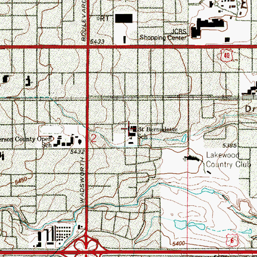 Topographic Map of Saint Bernadette Catholic Church, CO