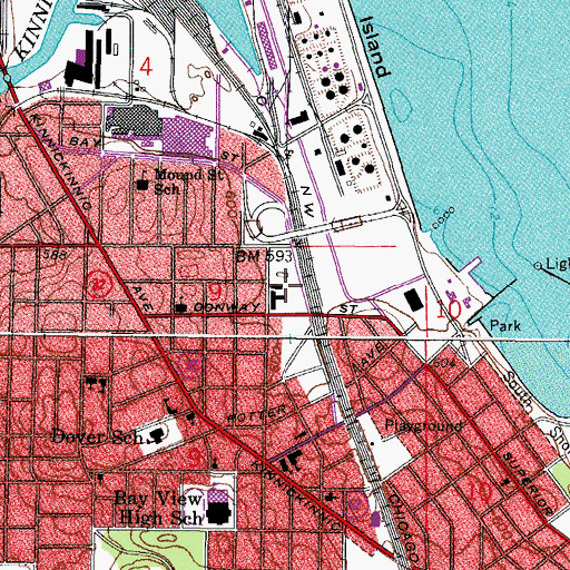 Topographic Map of Beulah Brinton Park, WI
