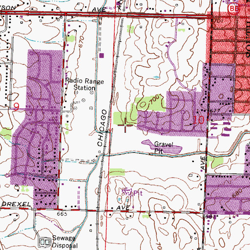 Topographic Map of Camelot Park, WI